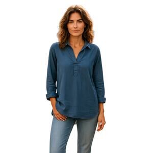 J.Jill purejill long sleeve lightweight denim tunic top women’s size medium